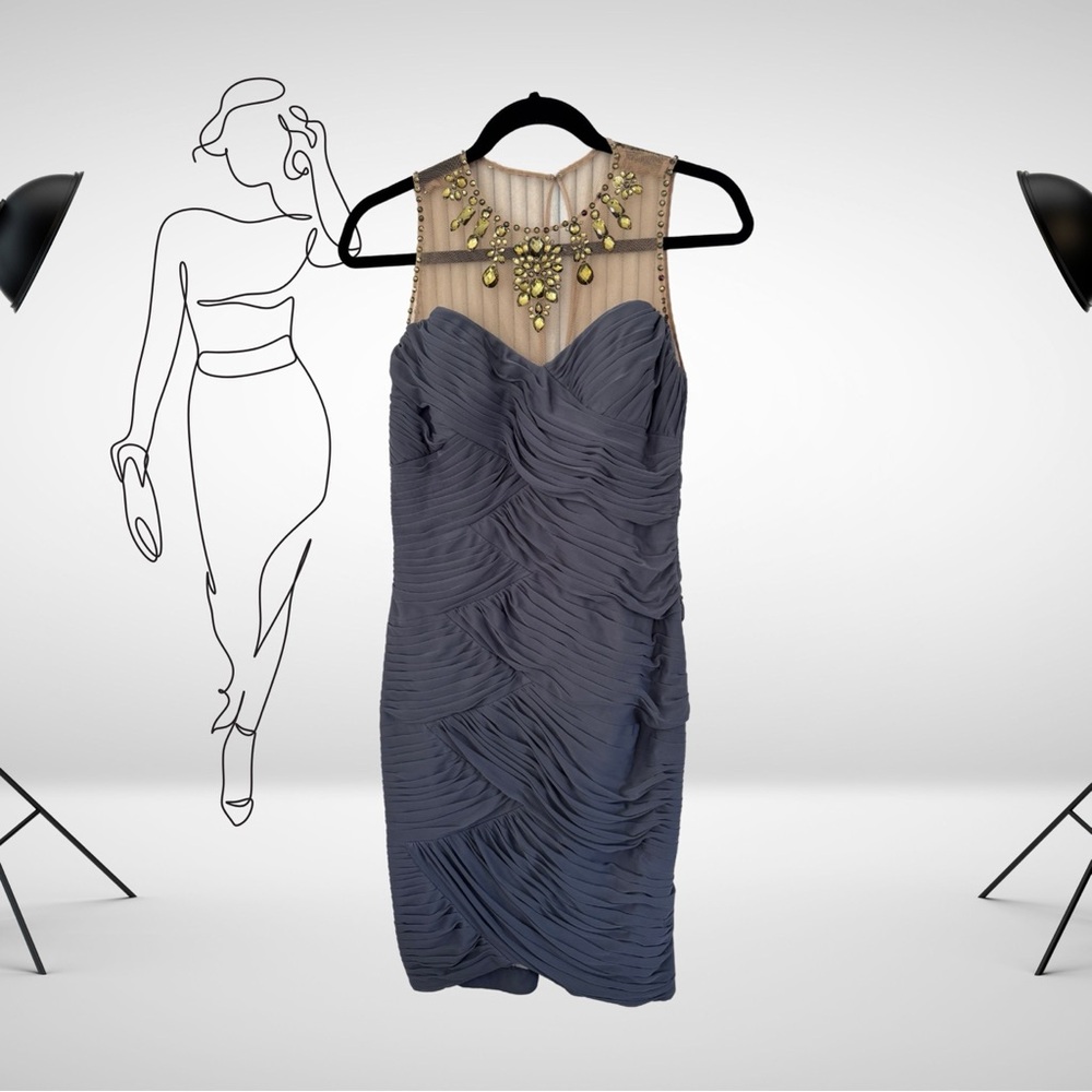 Adrianna Papell Gray Sheath Sleeveless Cocktail Dress